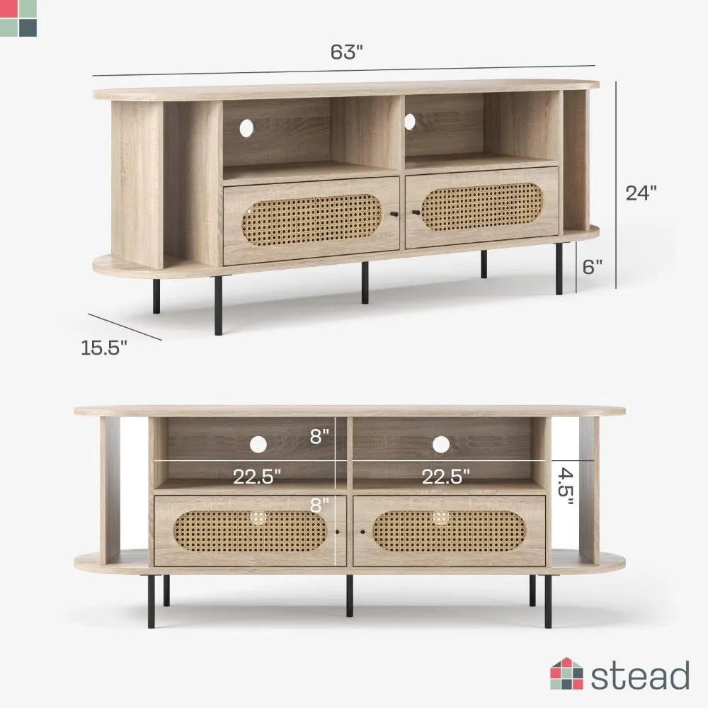 Oval Rattan TV Stand - Media Console - 63"