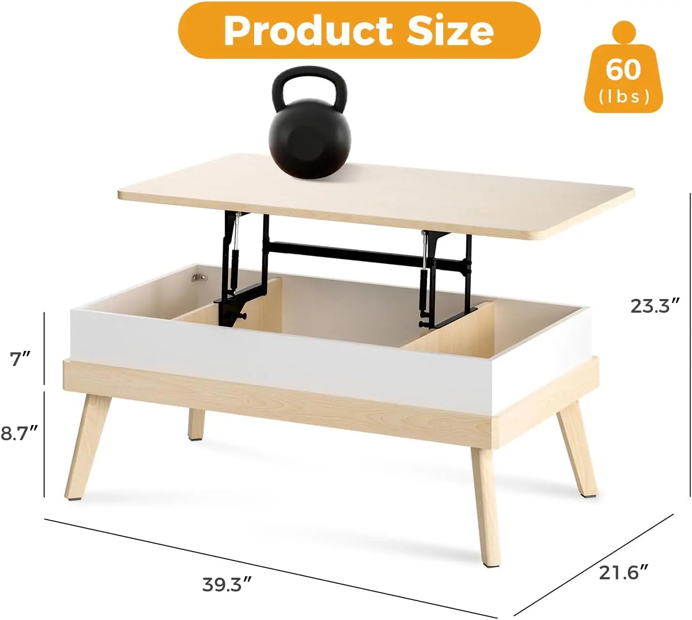 Raised top coffee table