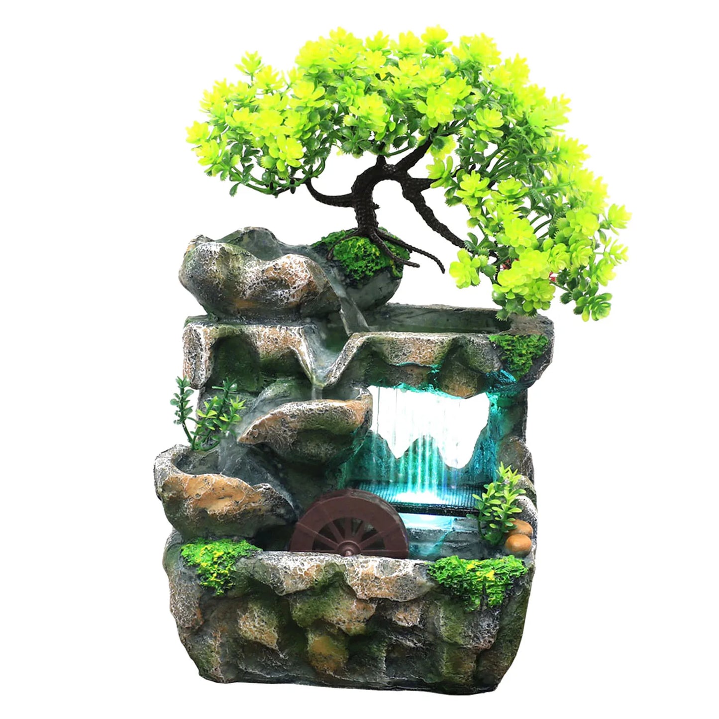 Decorative Table Waterfall Fountain with Pump Rockery Meditation Statue