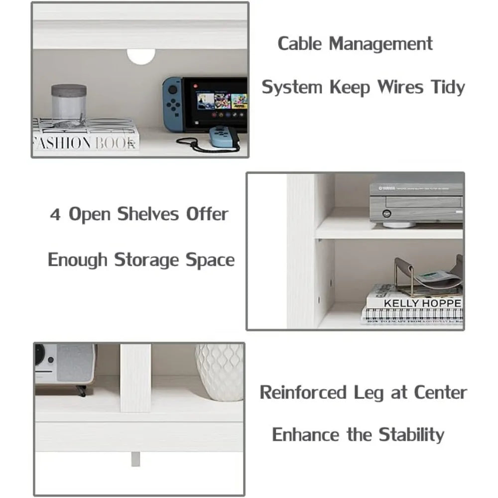 Entertainment Center for 70 Inch TV With 2 Doors and Open Shelves