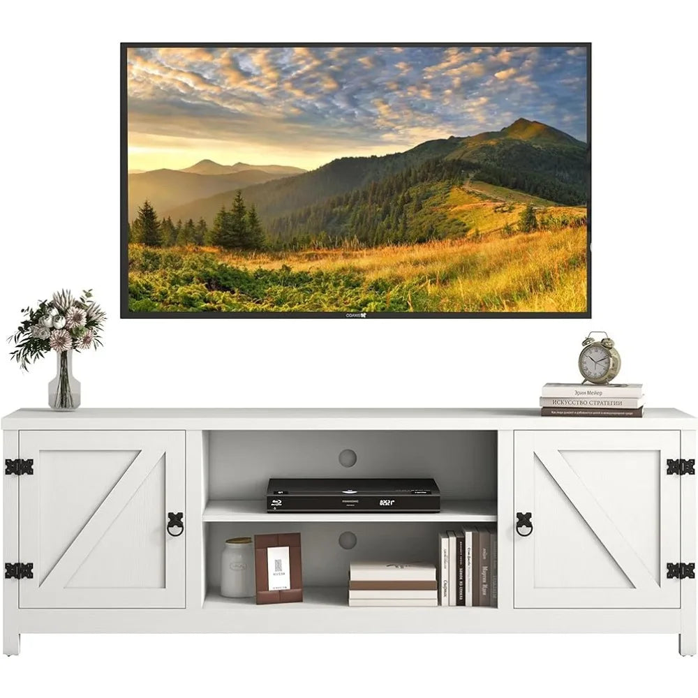 Entertainment Center for 70 Inch TV With 2 Doors and Open Shelves