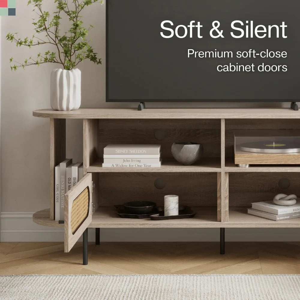 Oval Rattan TV Stand - Media Console - 63"