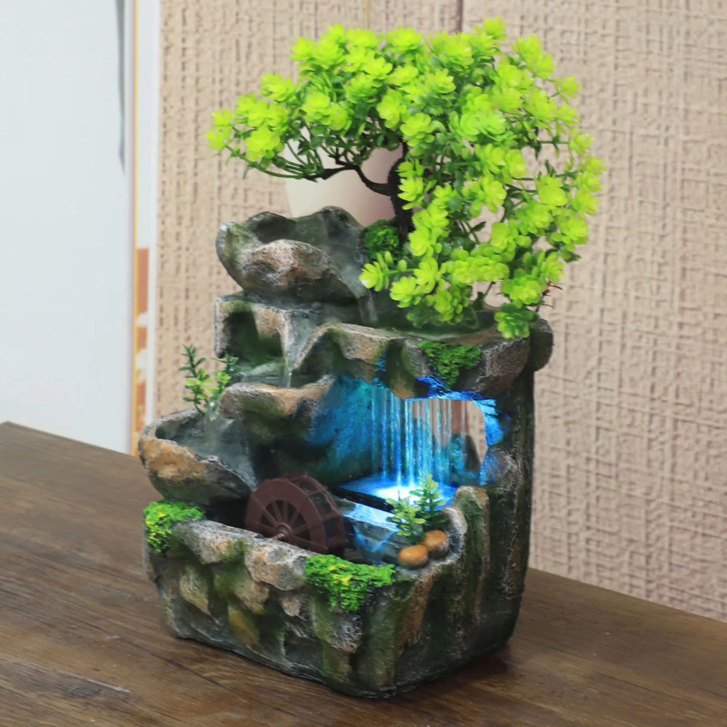 Decorative Table Waterfall Fountain with Pump Rockery Meditation Statue