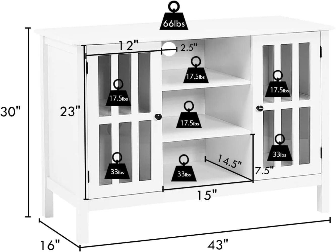Tangkula White TV Stand