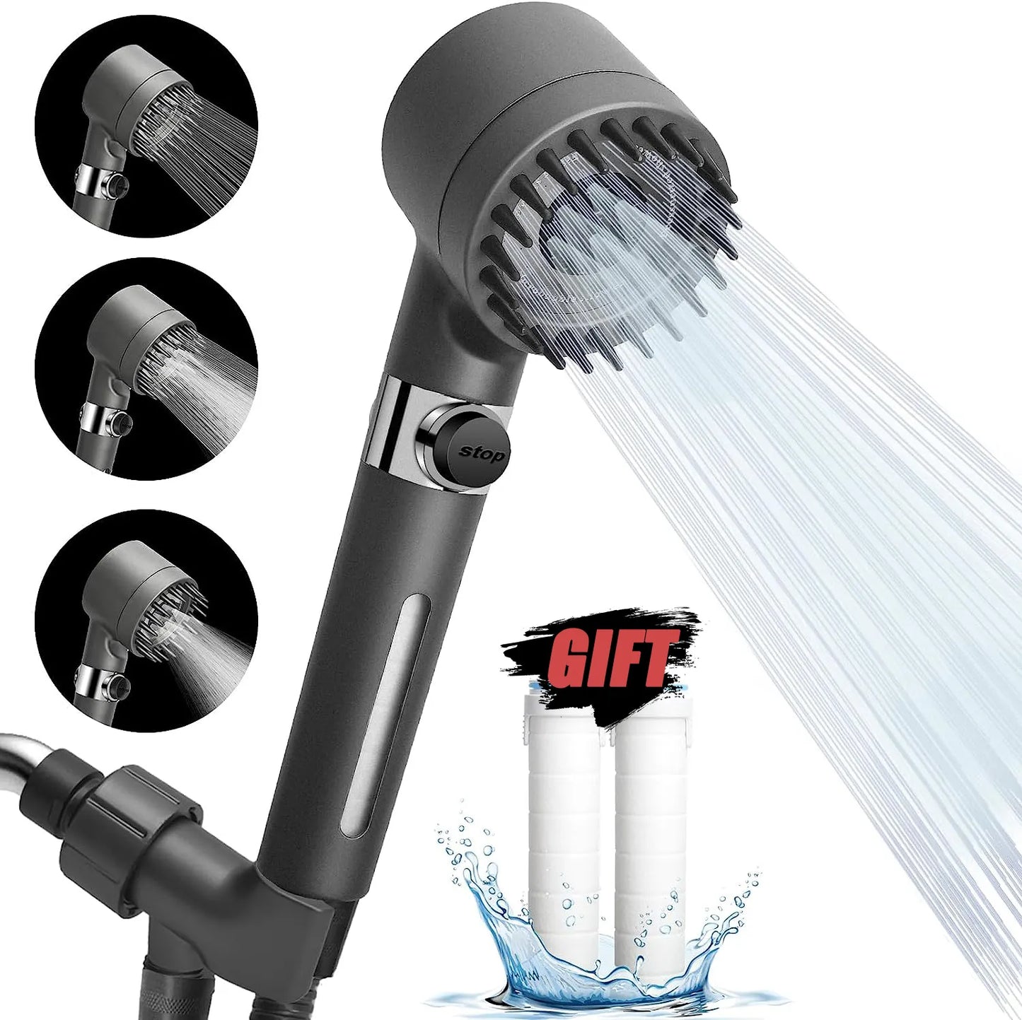 Adjustable Spray with Massage Brush Filter Rain Shower