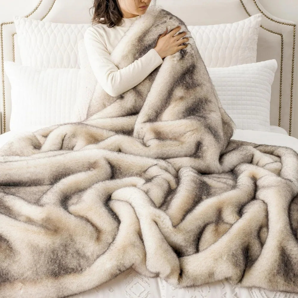 Cozy Warm Fur Blanket for Couch Sofa