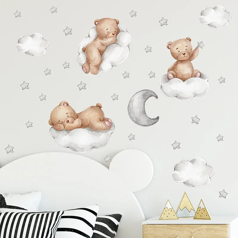 Cartoon Bear Good Night Kids Wall Stickers