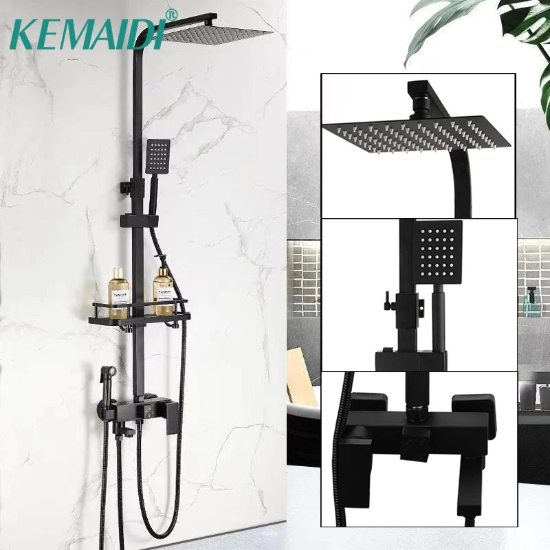 KEMAIDI Rainfall Bathroom Shower Faucet Set