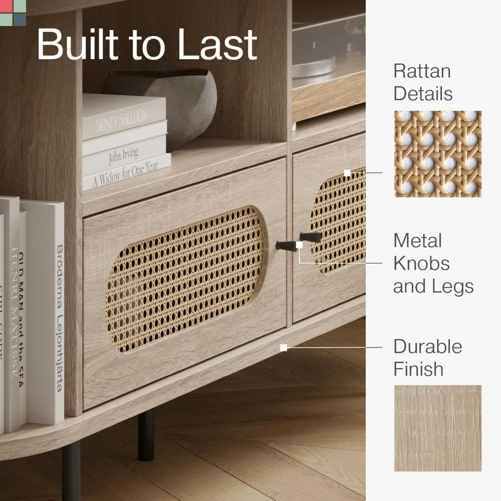 Oval Rattan TV Stand - Media Console - 63"