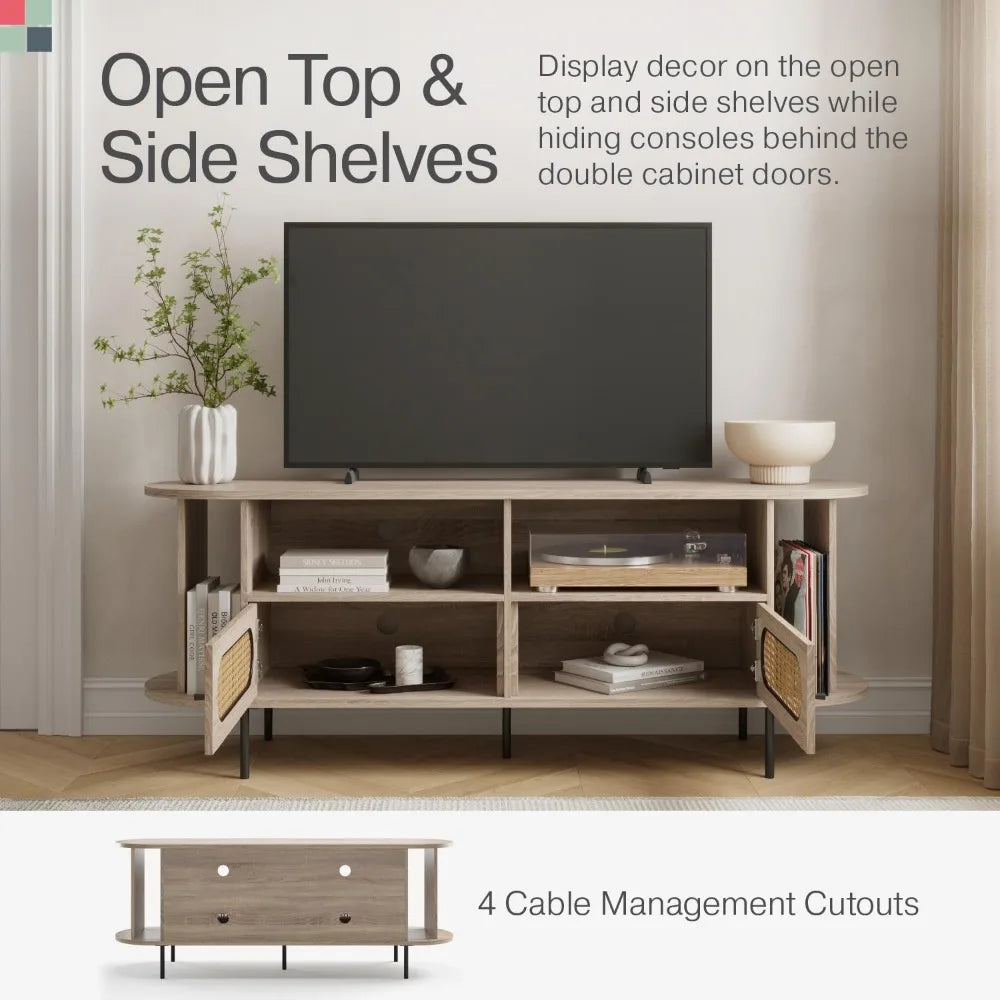 Oval Rattan TV Stand - Media Console - 63"