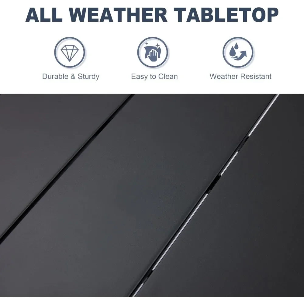 Outdoor Metal Steel Slat Table with Umbrella Hole for Patio