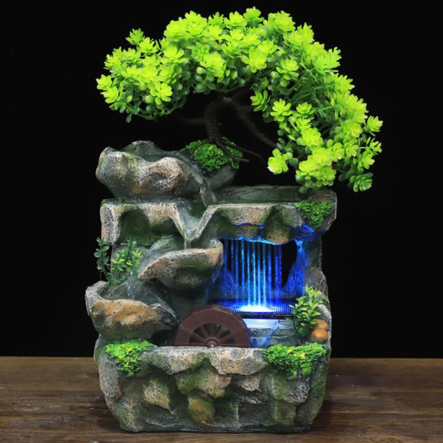 Decorative Table Waterfall Fountain with Pump Rockery Meditation Statue