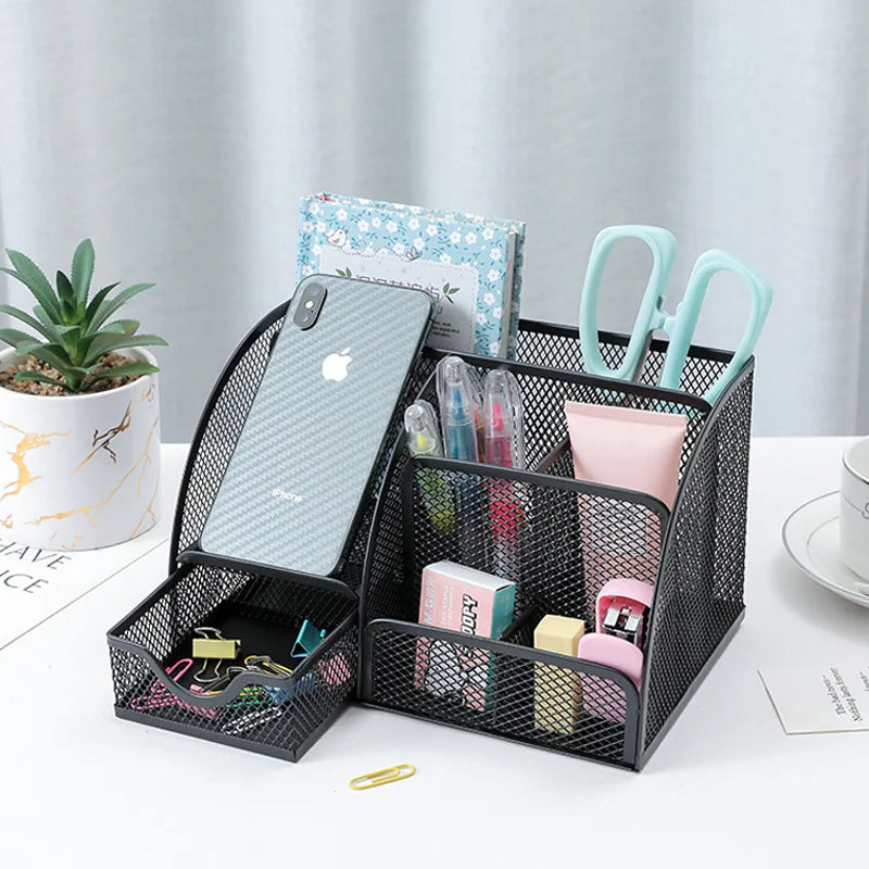 Metal Mesh Desk Organizer Box