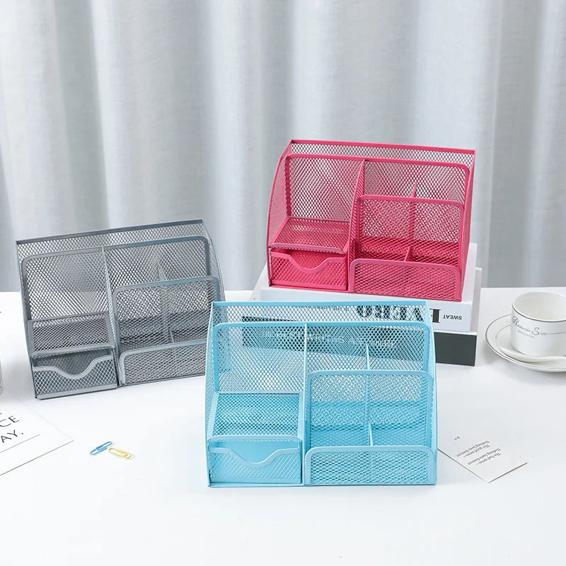Metal Mesh Desk Organizer Box