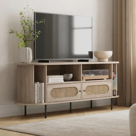 Oval Rattan TV Stand - Media Console - 63"