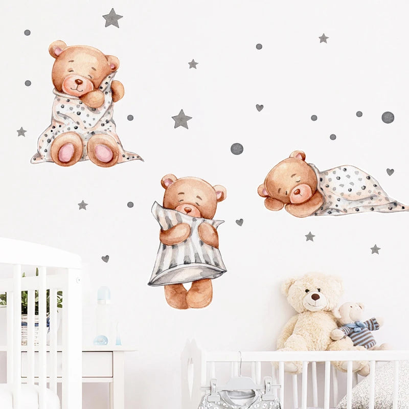 Cartoon Bear Good Night Kids Wall Stickers