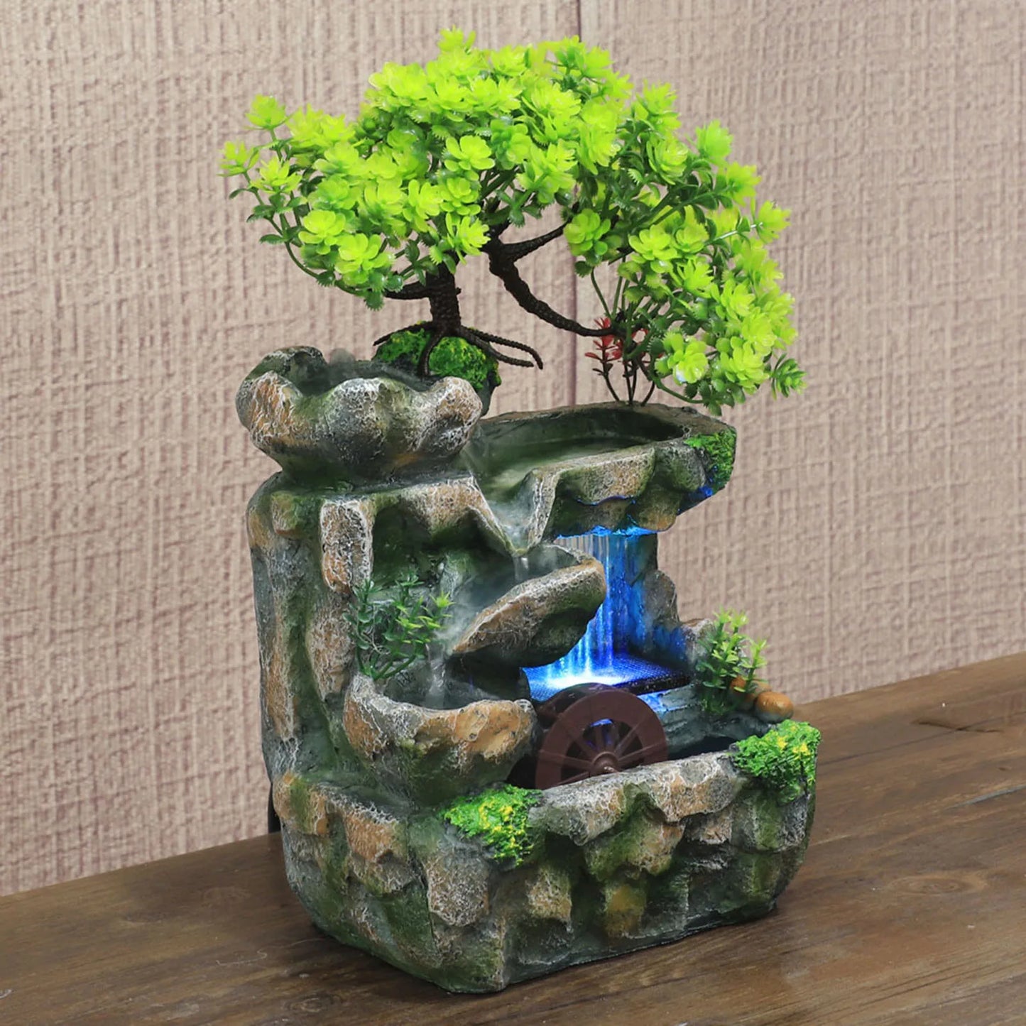 Decorative Table Waterfall Fountain with Pump Rockery Meditation Statue