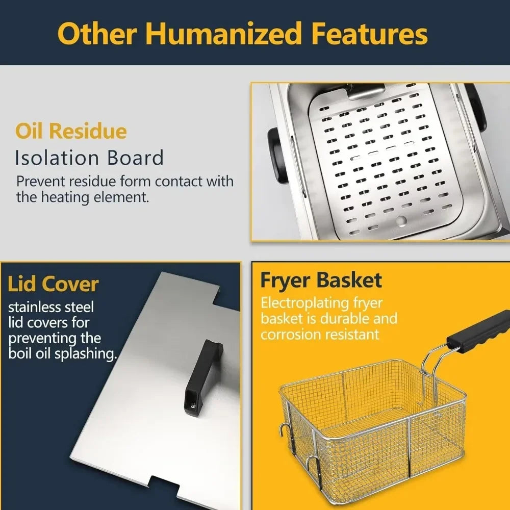 Electric Deep Fryer With 6L Frying Basket&Lid