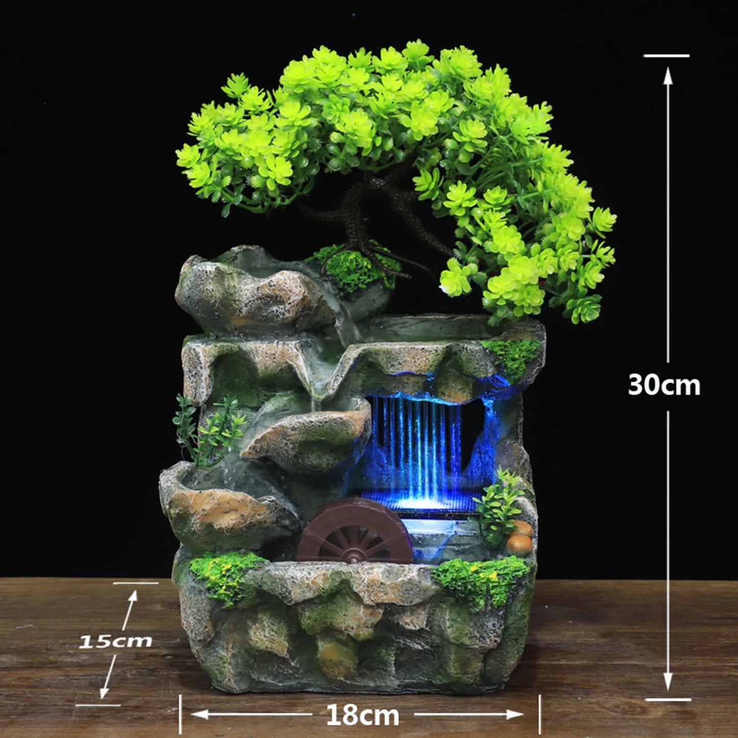 Decorative Table Waterfall Fountain with Pump Rockery Meditation Statue