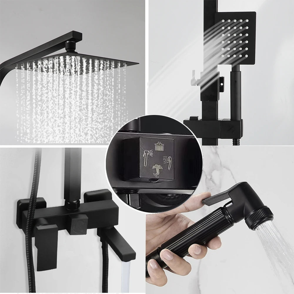 KEMAIDI Rainfall Bathroom Shower Faucet Set