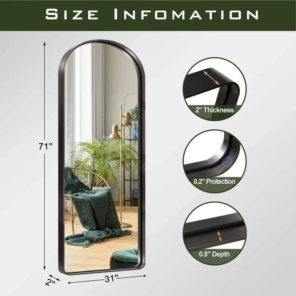 Modern Arch Aluminum Frame Full Body Mirror