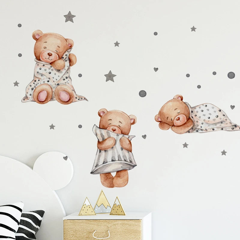 Cartoon Bear Good Night Kids Wall Stickers